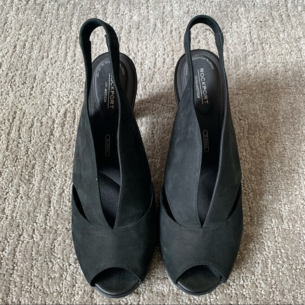 Rockport Total Motion V Sling Black open toe leather heels size 7.5 - Picture 7 of 7